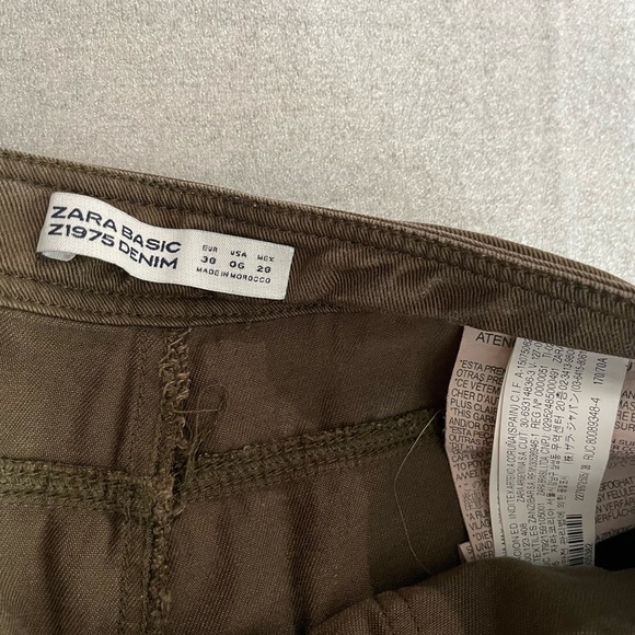 [US6]Zara Z1975 Denim Brown Military Joggers Zip Fly Lycell 23” Inseam Ankle - Picture 5 of 10